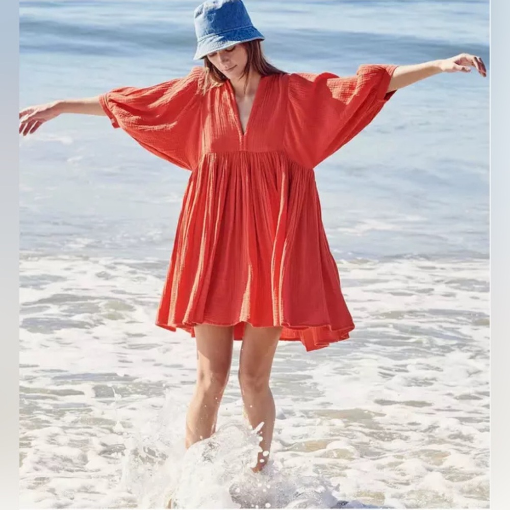 Anthropologie SUNDRY Red Boho Tunic Dress